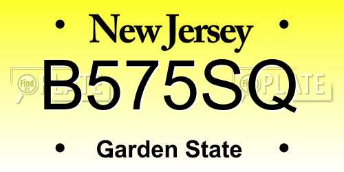 B575SQ New Jersey License Plate