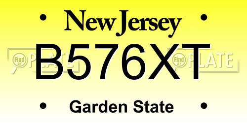 B576XT New Jersey License Plate