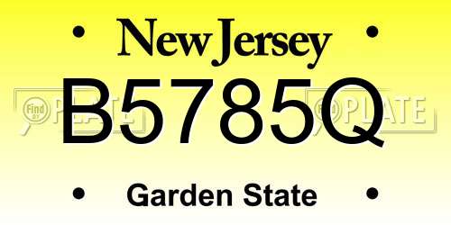 B5785Q New Jersey License Plate