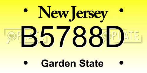 B5788D New Jersey License Plate