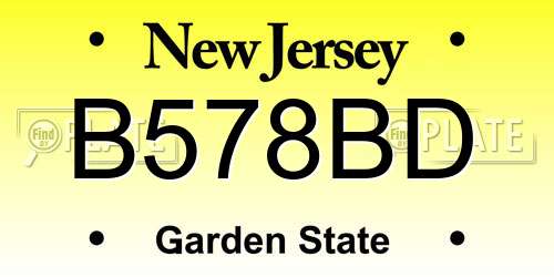 B578BD New Jersey License Plate