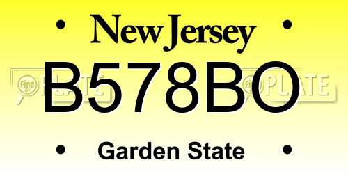 B578BO New Jersey License Plate