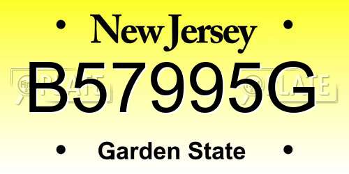 B57995G New Jersey License Plate