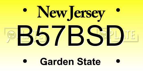 B57BSD New Jersey License Plate