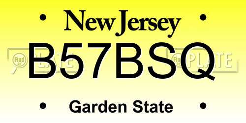 B57BSQ New Jersey License Plate