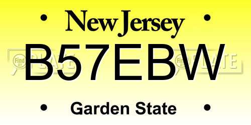 B57EBW New Jersey License Plate