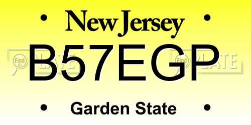 B57EGP New Jersey License Plate