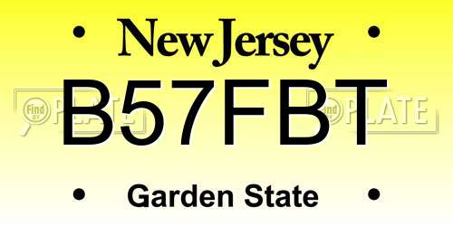 B57FBT New Jersey License Plate