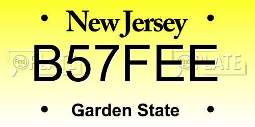 B57FEE New Jersey License Plate