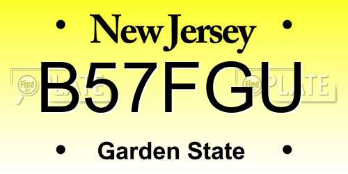 B57FGU New Jersey License Plate
