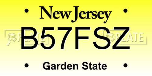 B57FSZ New Jersey License Plate