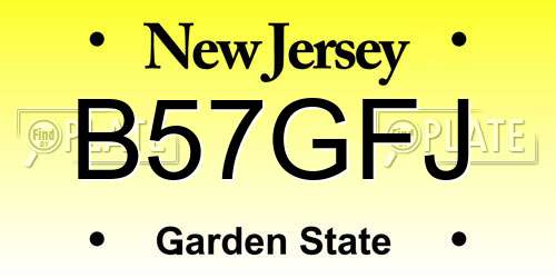 B57GFJ New Jersey License Plate