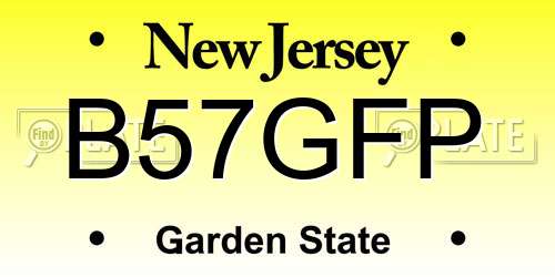 B57GFP New Jersey License Plate