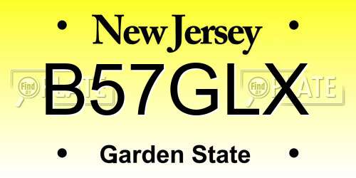 B57GLX New Jersey License Plate
