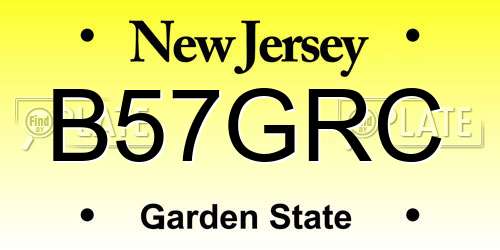 B57GRC New Jersey License Plate