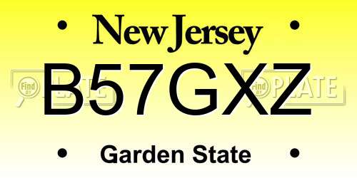 B57GXZ New Jersey License Plate
