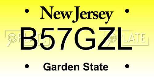 B57GZL New Jersey License Plate