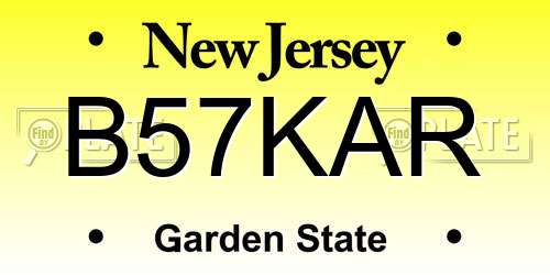 B57KAR New Jersey License Plate