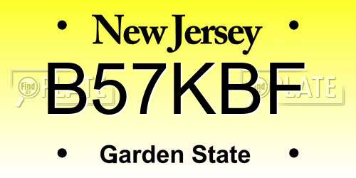 B57KBF New Jersey License Plate