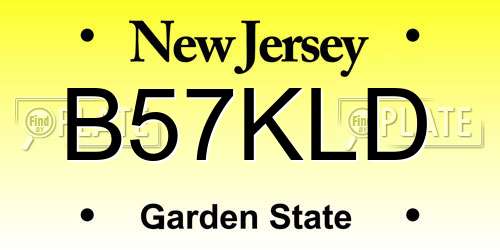 B57KLD New Jersey License Plate