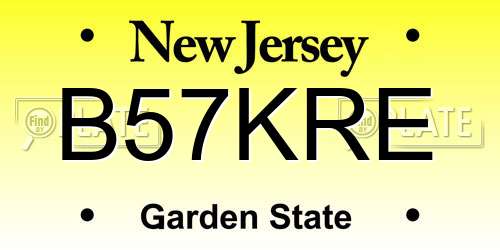 B57KRE New Jersey License Plate