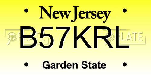 B57KRL New Jersey License Plate