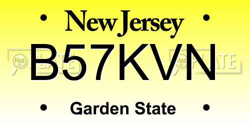 B57KVN New Jersey License Plate