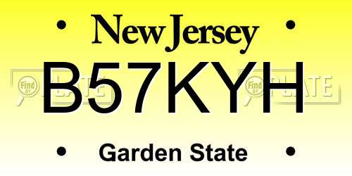 B57KYH New Jersey License Plate