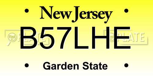 B57LHE New Jersey License Plate