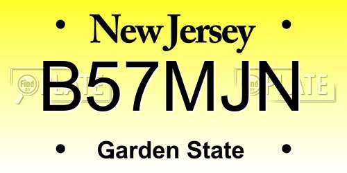 B57MJN New Jersey License Plate