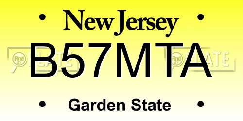 B57MTA New Jersey License Plate