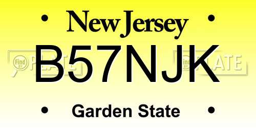 B57NJK New Jersey License Plate