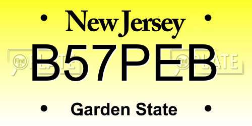 B57PEB New Jersey License Plate