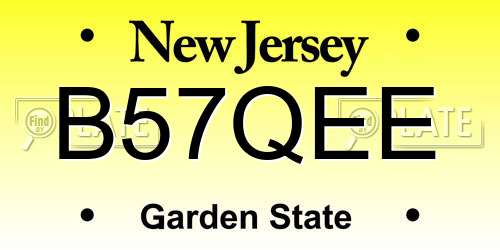 B57QEE New Jersey License Plate