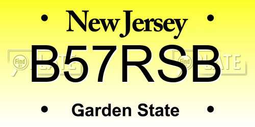 B57RSB New Jersey License Plate