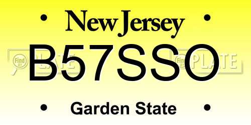 B57SSO New Jersey License Plate