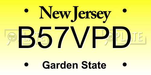 B57VPD New Jersey License Plate
