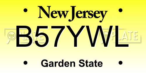 B57YWL New Jersey License Plate