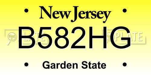 B582HG New Jersey License Plate