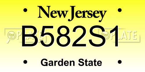 B582S1 New Jersey License Plate