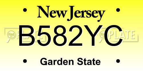 B582YC New Jersey License Plate