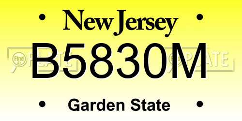B5830M New Jersey License Plate
