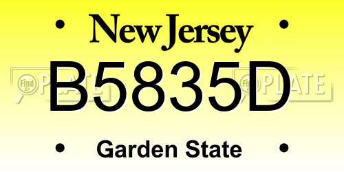 B5835D New Jersey License Plate