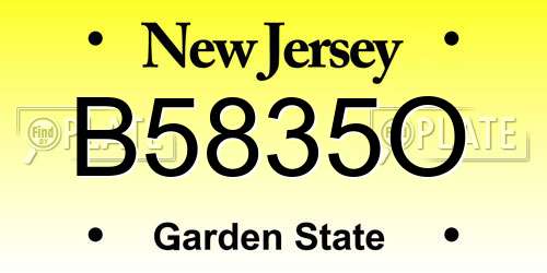 B5835O New Jersey License Plate