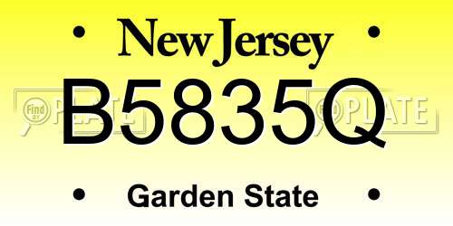 B5835Q New Jersey License Plate