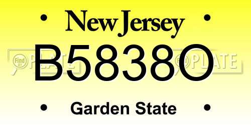 B5838O New Jersey License Plate