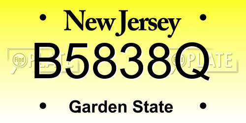 B5838Q New Jersey License Plate