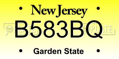 B583BQ New Jersey License Plate