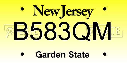 B583QM New Jersey License Plate