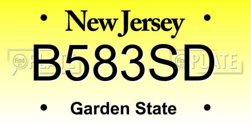 B583SD New Jersey License Plate